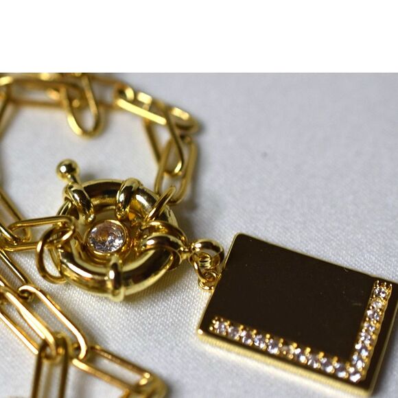 Mint & Lilly Gold Tone 20" Paperclip Chain Rhinestone Initial "L" Y2K Necklace - Picture 4 of 4